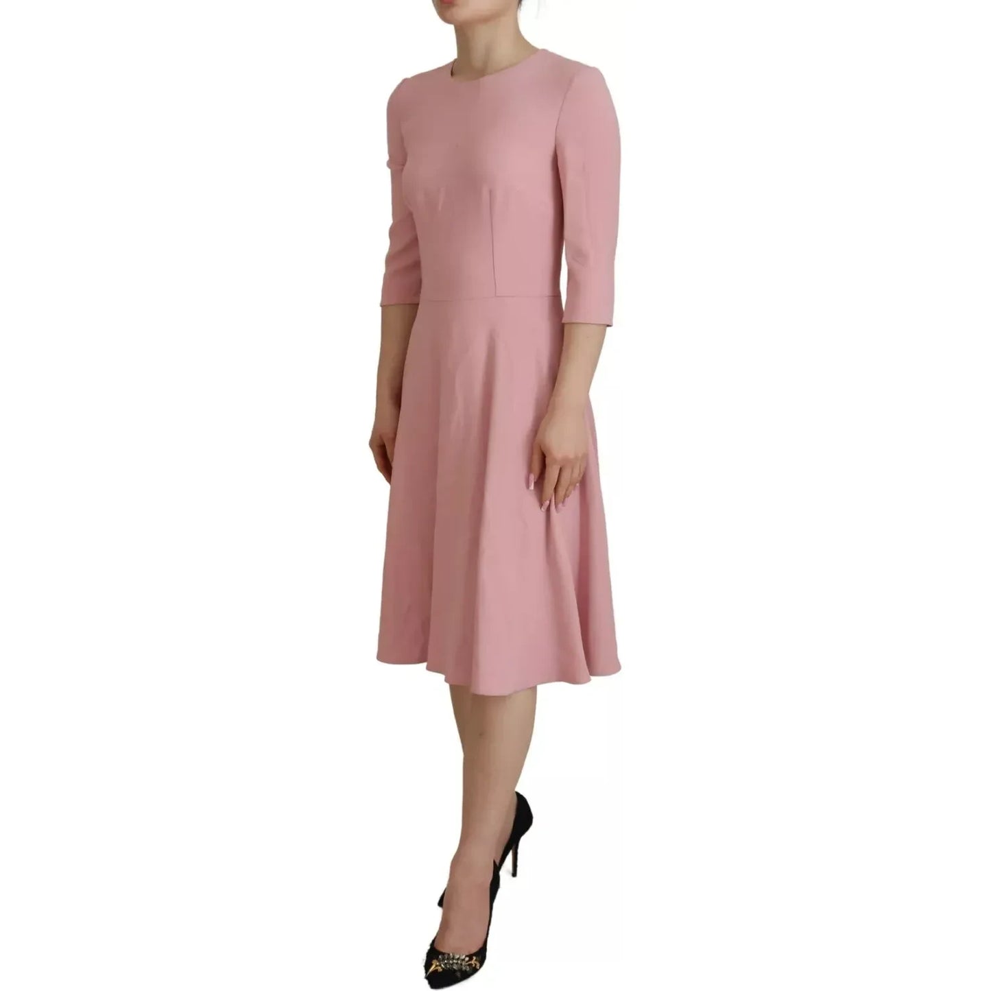 Dolce & Gabbana Pink A-line Flare Viscose 3/4 Sleeves Dress Dolce & Gabbana