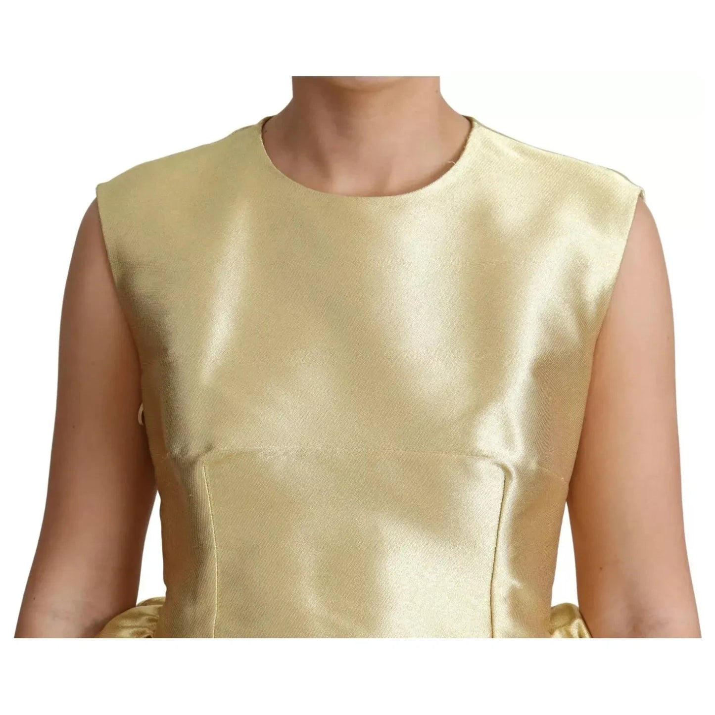 Dolce & Gabbana Gold Polyester Sleeveless A-line Tulle Dress Dolce & Gabbana