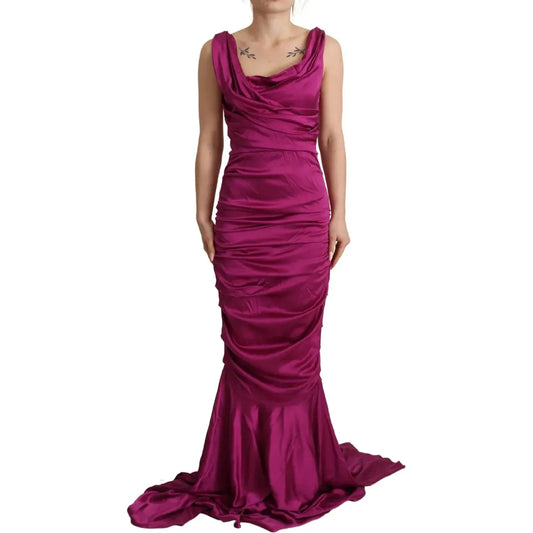 Dolce & Gabbana Sheath Mermaid Fuchsia Silk Stretch Gown Dress Dolce & Gabbana