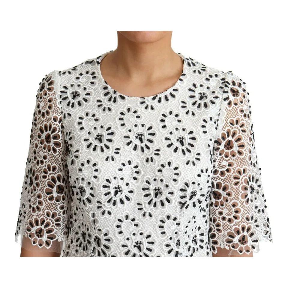 Dolce & Gabbana White Cutout Design Polyester A-line Midi Dress