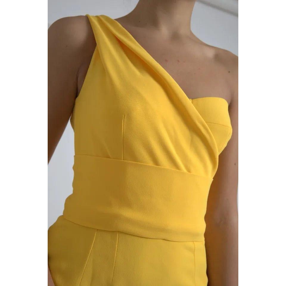 Dolce & Gabbana Yellow One Shoulder Side Slit Midi Dress Dolce & Gabbana