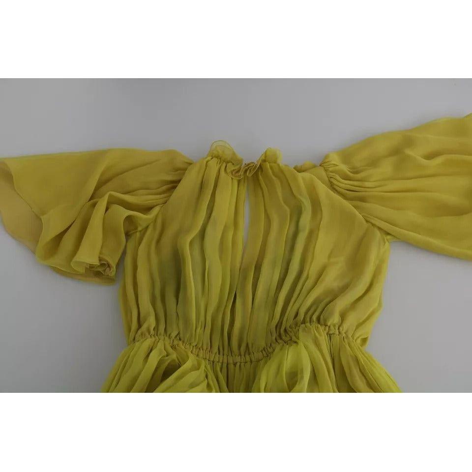 Dolce & Gabbana Yellow Shift A-line Silk Gown Dress Dolce & Gabbana