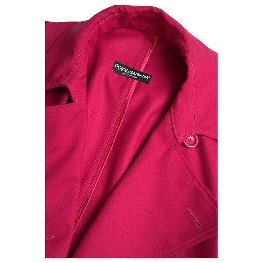 Dolce & Gabbana Dark Pink Double Breasted Trench Coat Jacket Dolce & Gabbana