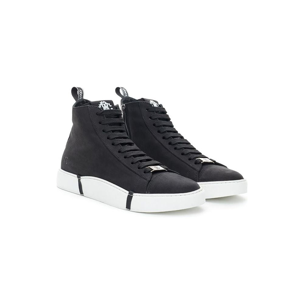 Roberto Cavalli Elegant Suede Sneakers in Chic Black Roberto Cavalli