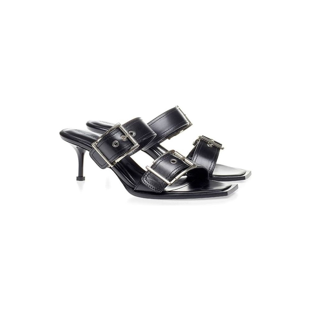 Alexander McQueen Elevate Your Steps in Timeless Black Leather Sandals Alexander McQueen