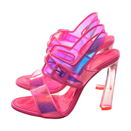 Christian Louboutin Loubi Duniss 100 Neon Fluoro Pink Strappy High Heels Christian Louboutin