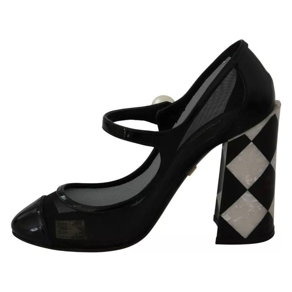 Dolce & Gabbana Black Embellished Harlequin Mary Janes Pumps Shoes Dolce & Gabbana