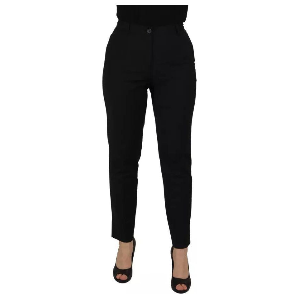 Black High Waist Tapered Trouser Pants