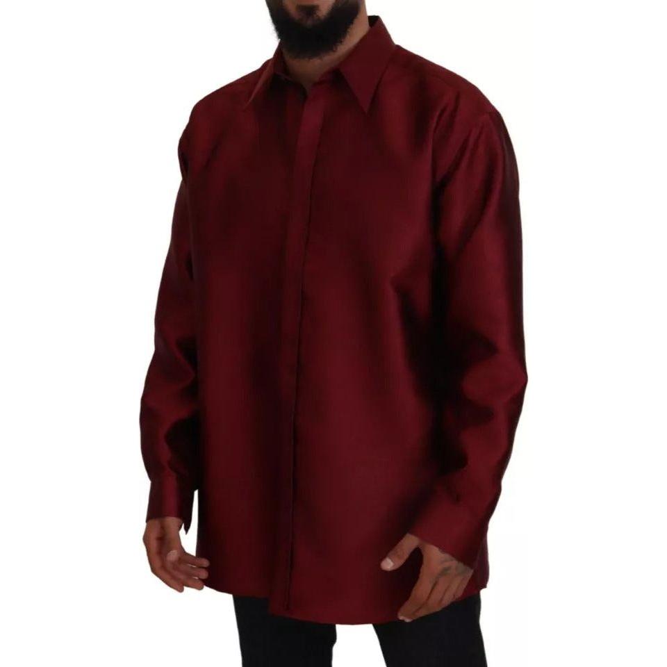 Dolce & Gabbana Bordeaux Cotton Long Sleeve Men Formal Shirt Dolce & Gabbana