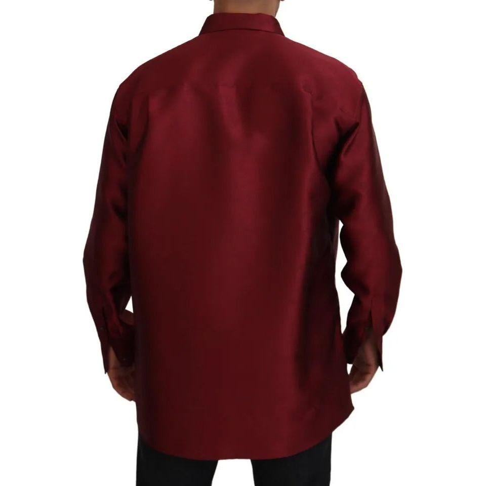 Dolce & Gabbana Bordeaux Cotton Long Sleeve Men Formal Shirt Dolce & Gabbana