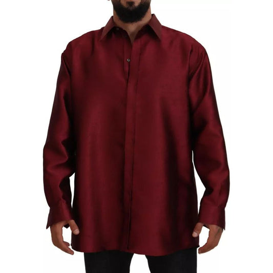 Bordeaux Cotton Long Sleeve Men Formal Shirt