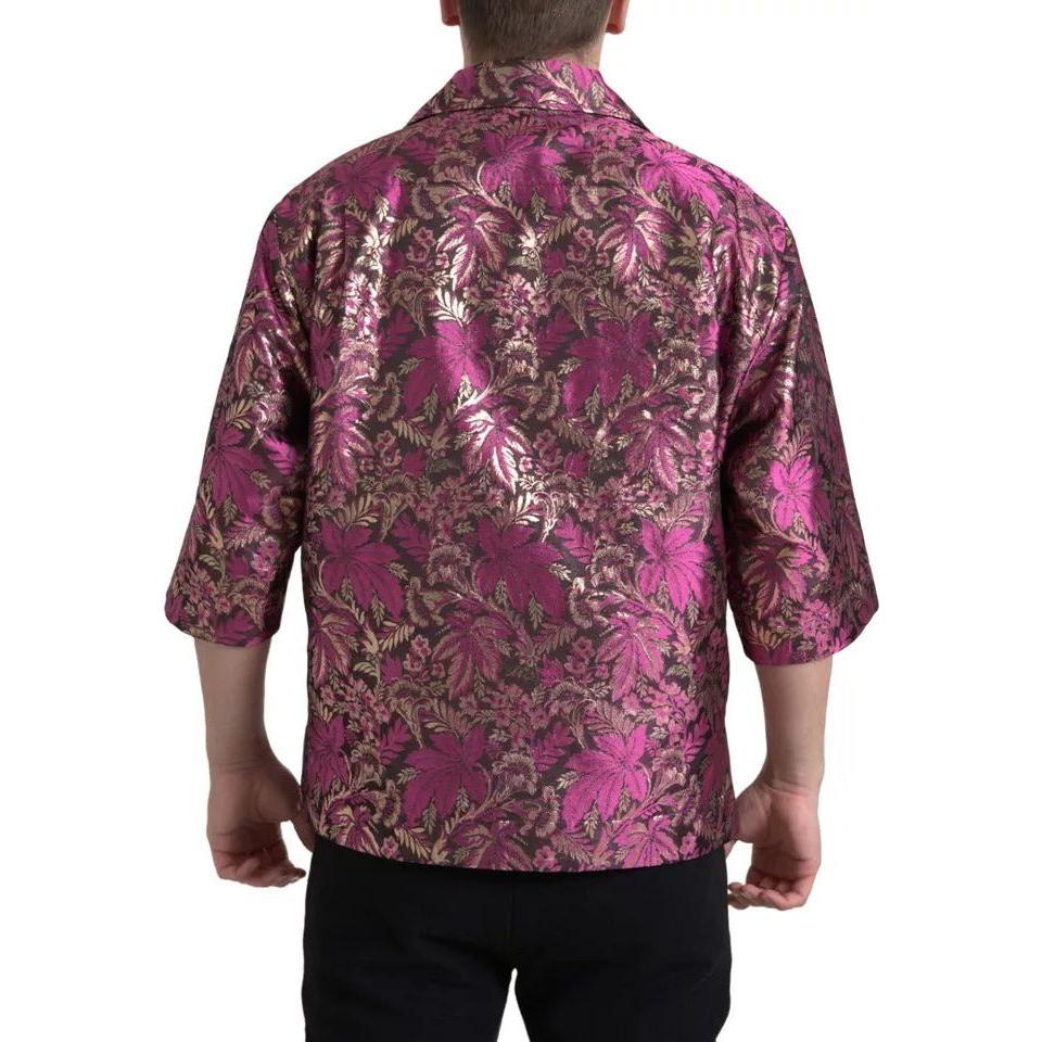 Dolce & Gabbana Fuchsia Pink Floral Jacquard Button Down Shirt Dolce & Gabbana