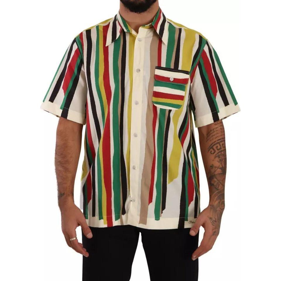 Dolce & Gabbana Multicolor Striped Short Sleeve Cotton Shirt Dolce & Gabbana