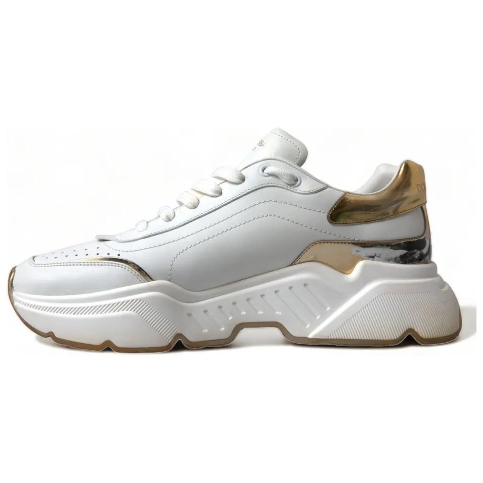 Dolce & Gabbana White Gold Leather Sport DAYMASTER Sneakers Shoes Dolce & Gabbana