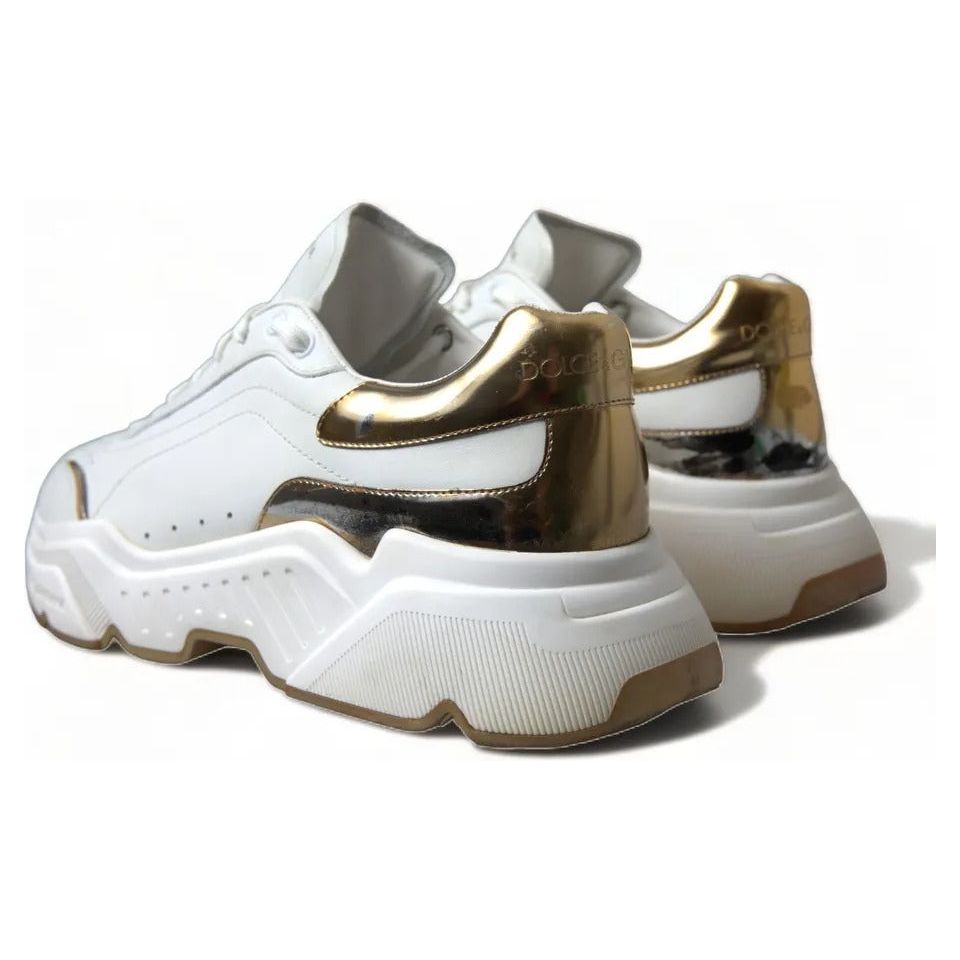 Dolce & Gabbana White Gold Leather Sport DAYMASTER Sneakers Shoes Dolce & Gabbana