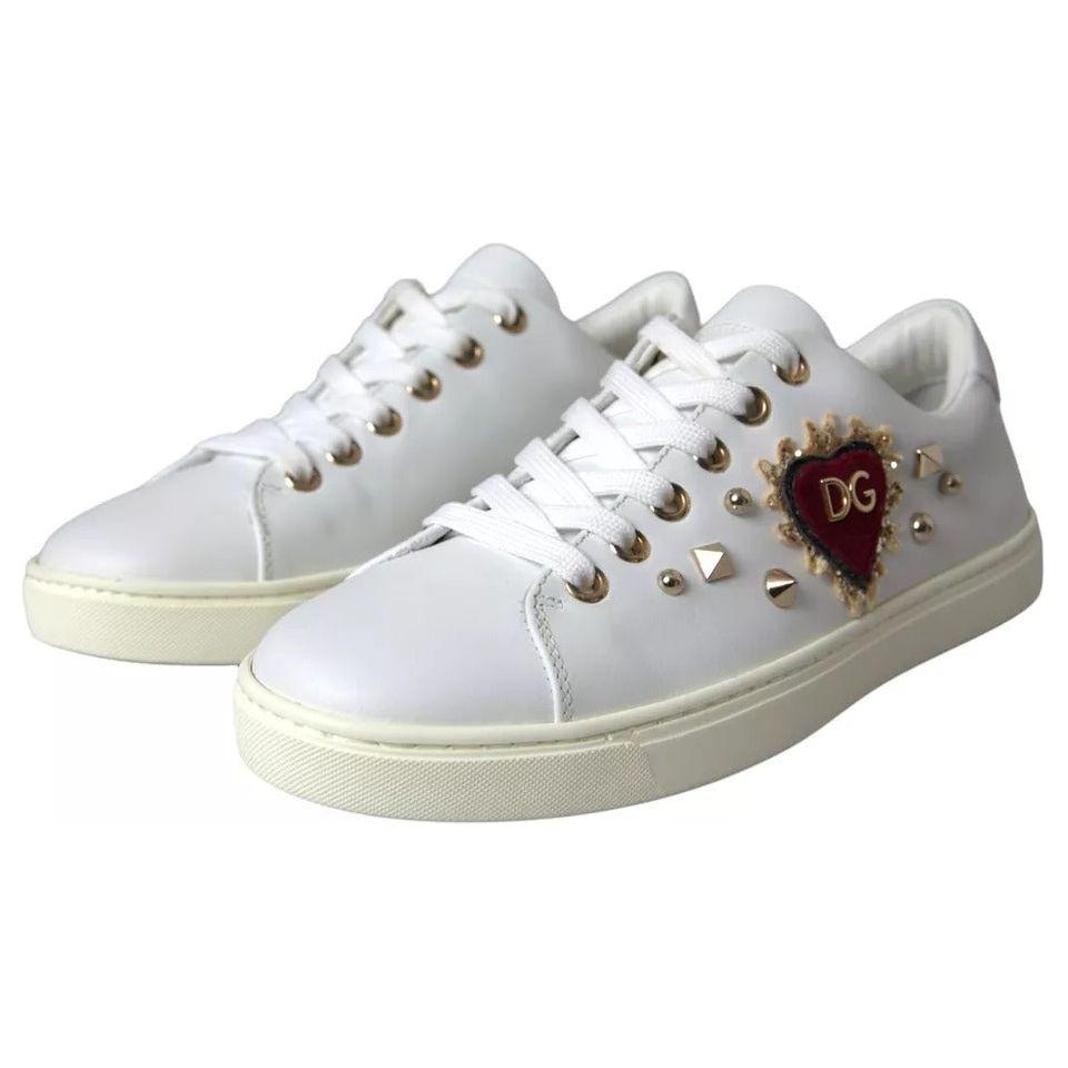 Dolce & Gabbana White Portofino Sacred Heart Sneakers Women Shoes Dolce & Gabbana