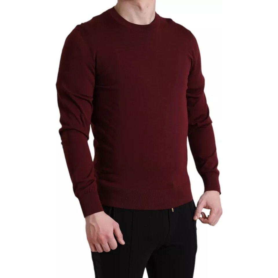 Dolce & Gabbana Bordeaux Wool Knit Crew Neck Pullover Sweater Dolce & Gabbana