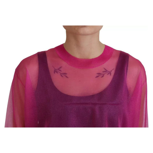 Dolce & Gabbana Fuchsia Polyester Crewneck Pullover Sweater Dolce & Gabbana