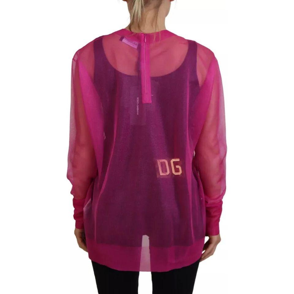 Dolce & Gabbana Fuchsia Polyester Crewneck Pullover Sweater Dolce & Gabbana