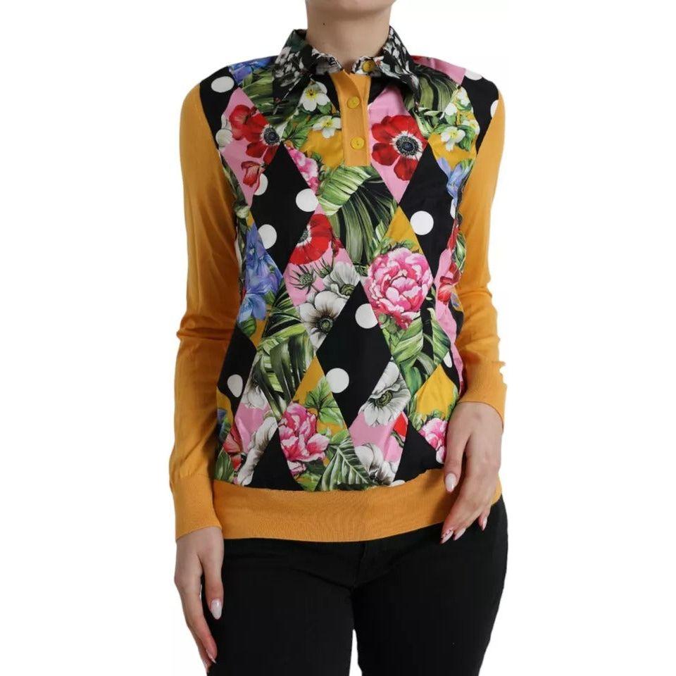 Dolce & Gabbana Multicolor Patchwork Cashmere Henley Sweater Dolce & Gabbana