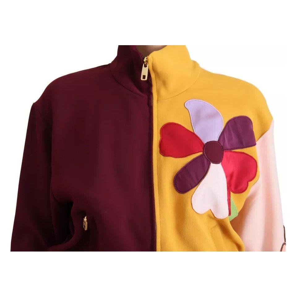 Dolce & Gabbana Multicolor Floral Viscose Full Zip Sweater Dolce & Gabbana