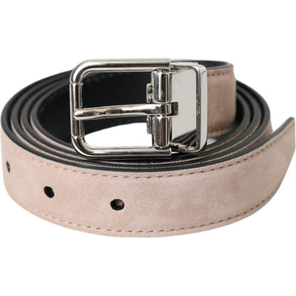 Dolce & Gabbana Beige Suede Leather Silver Buckle Belt Men