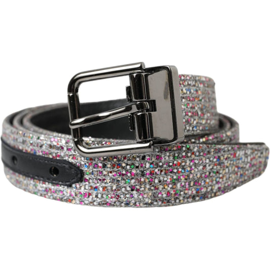 Dolce & Gabbana Multicolor Embellished Silver Metal Buckle Belt Dolce & Gabbana