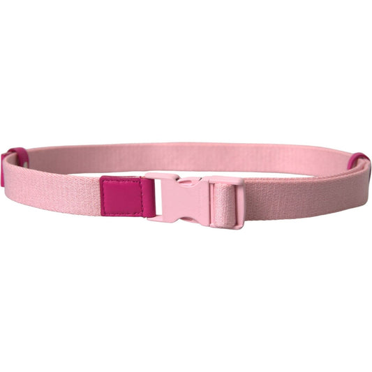 Dolce & Gabbana Pink Canvas Stretch Plastic Buckle Women Belt Dolce & Gabbana