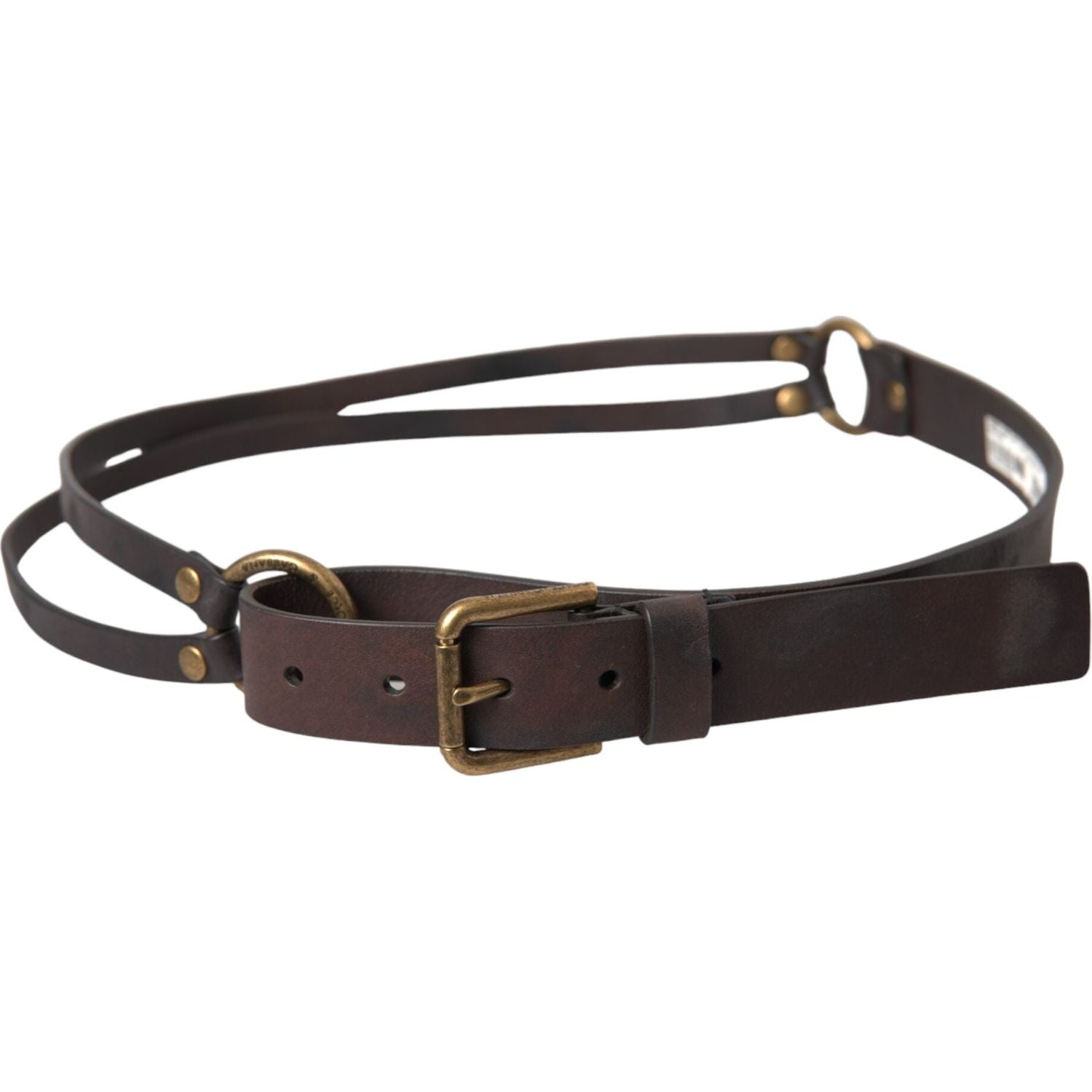 Dolce & Gabbana Dark Brown Leather Gold Metal Buckle Women Belt