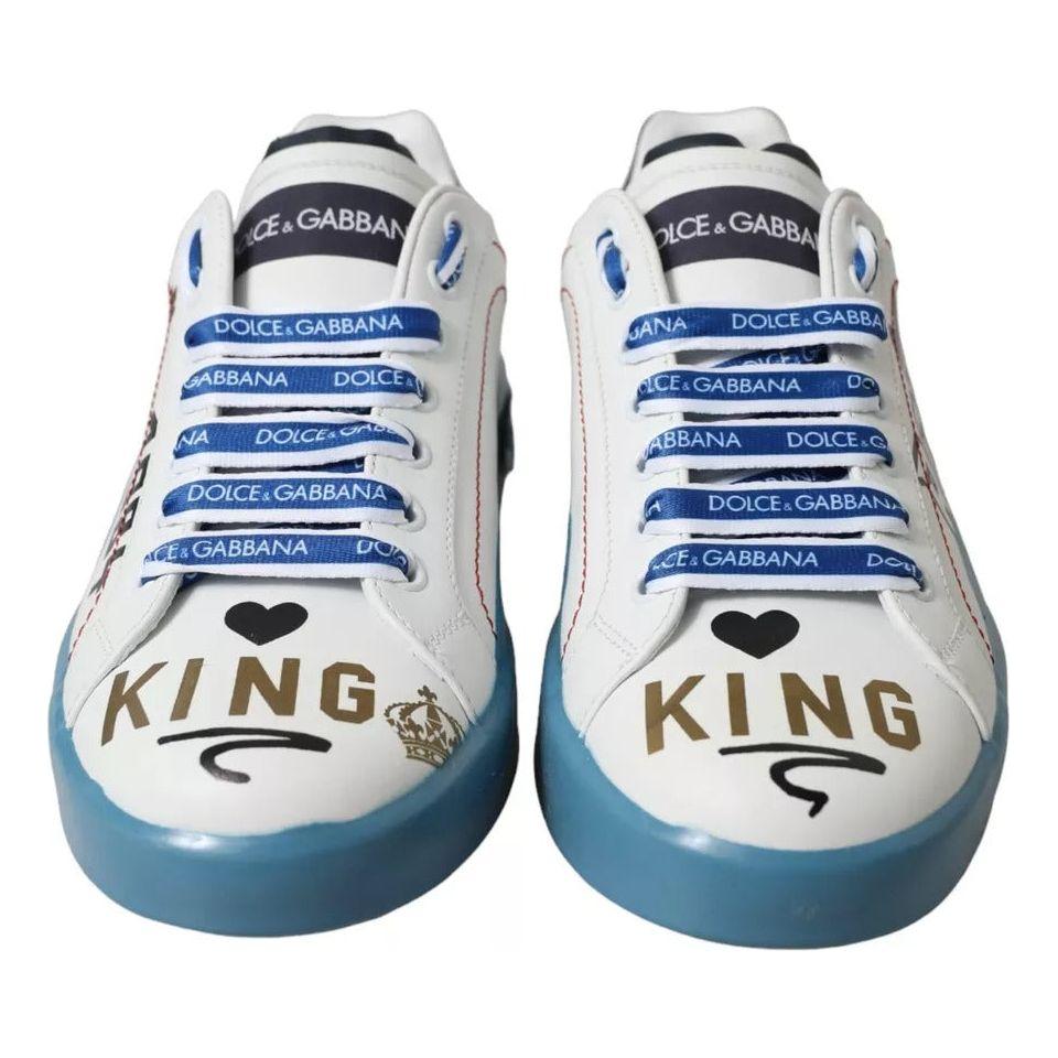 Dolce & Gabbana Blue White Printed Portofino Melt Sneakers Shoes Dolce & Gabbana