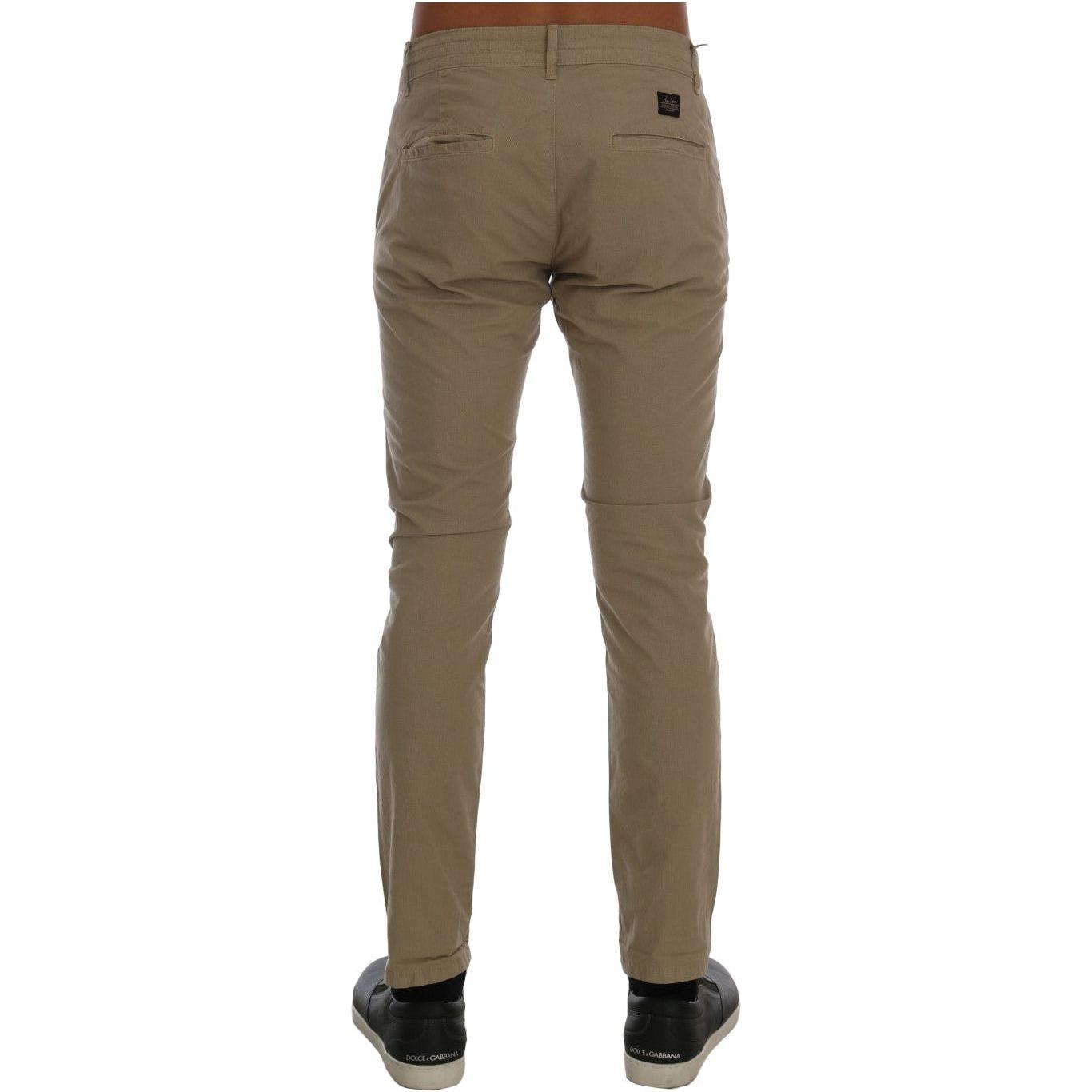 Daniele Alessandrini Beige Slim Fit Chinos for Sophisticated Style Jeans & Pants Daniele Alessandrini