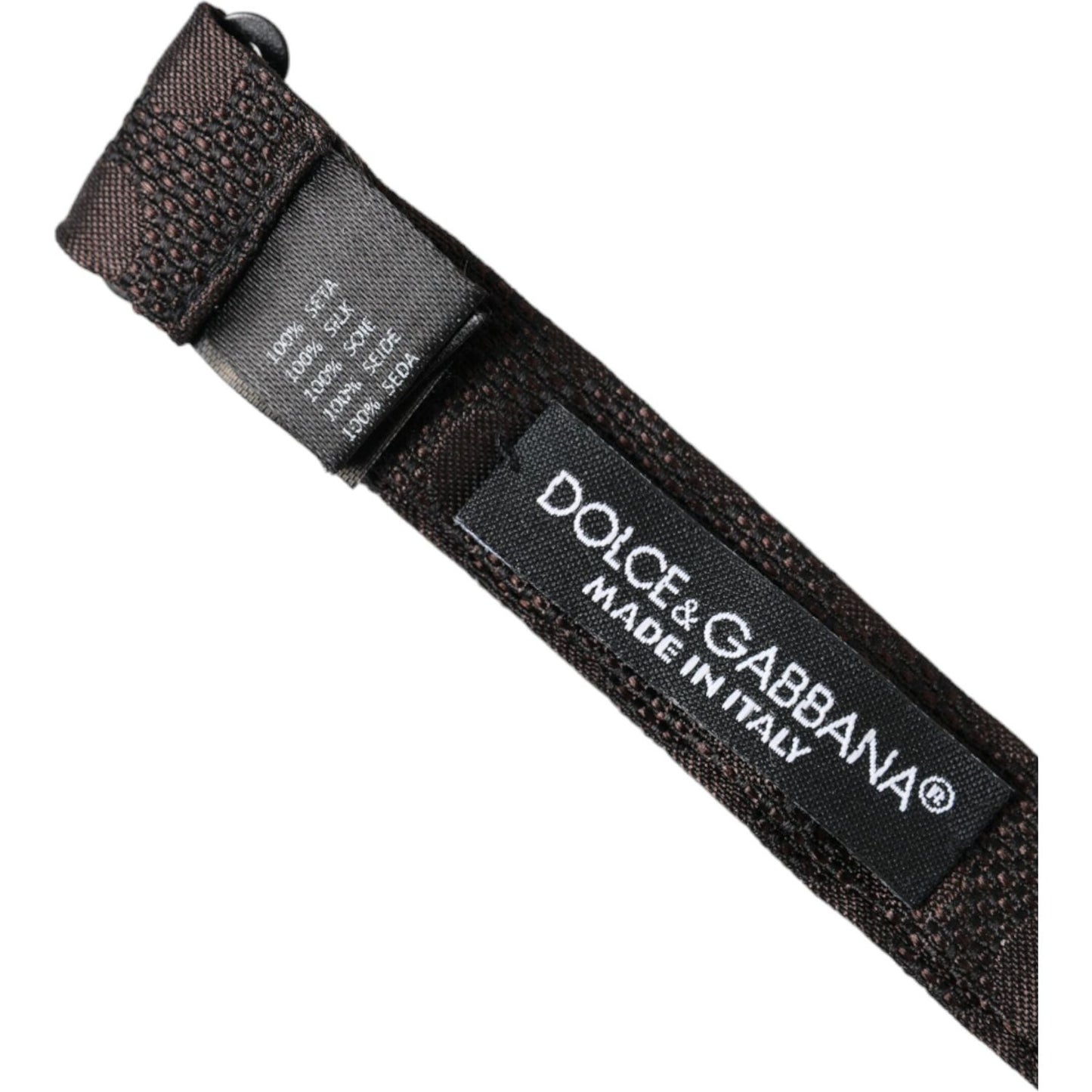 Dolce & Gabbana Brown Ribbon Silk Adjustable Neck Men Bow Tie Dolce & Gabbana