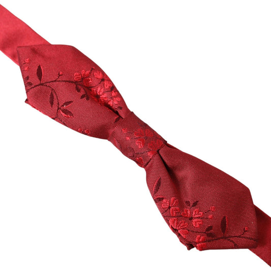 Dolce & Gabbana Red Brocade Silk Adjustable Neck Men Bow Tie Dolce & Gabbana