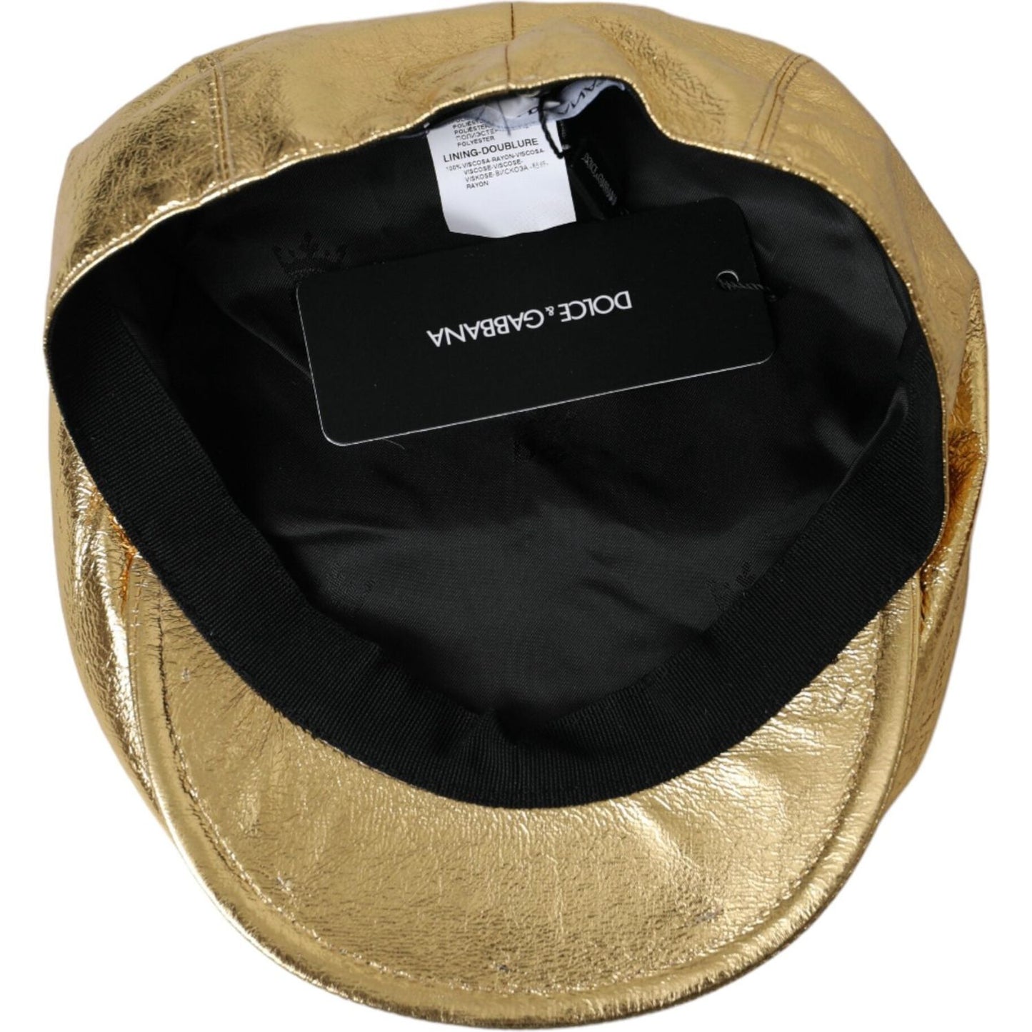 Dolce & Gabbana Metallic Gold Polyester Newsboy Hat Men Dolce & Gabbana