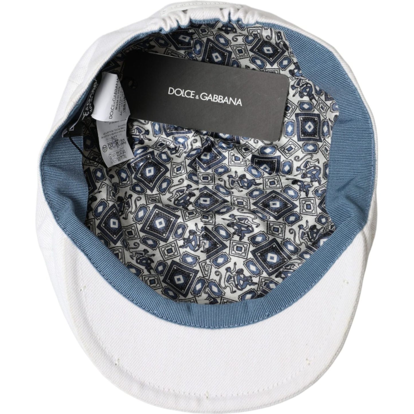 Dolce & Gabbana White Cotton Cloth Newsboy Hat Men Dolce & Gabbana