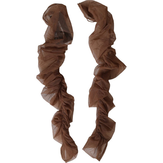 Dolce & Gabbana Brown Nylon Finger Less Elbow Long Arms Gloves Dolce & Gabbana