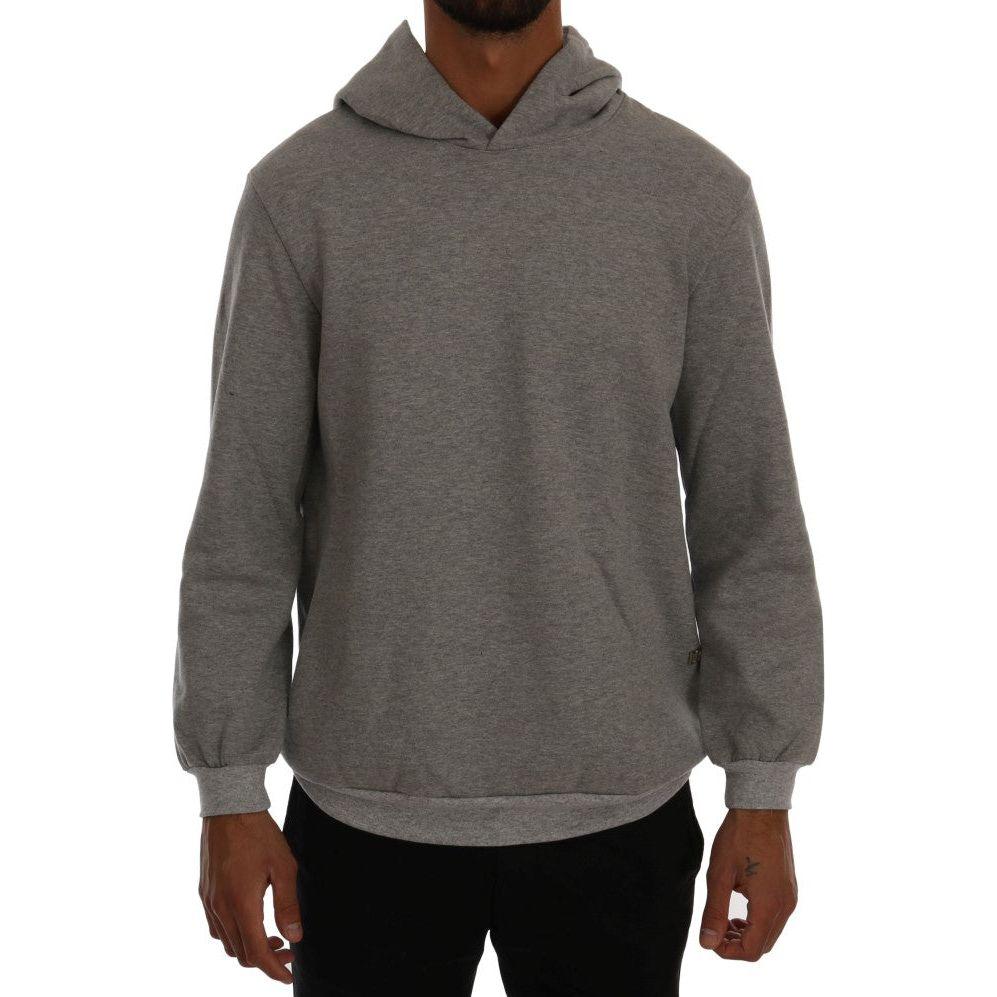 Daniele Alessandrini Gray Pullover Hodded Cotton Sweater
