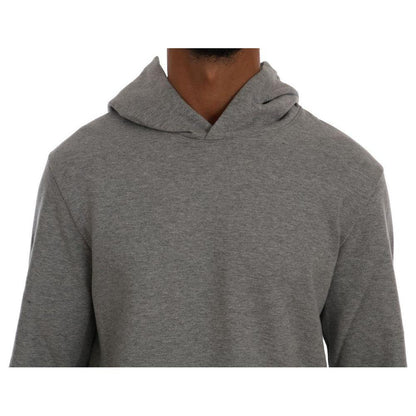 Daniele Alessandrini Gray Pullover Hodded Cotton Sweater