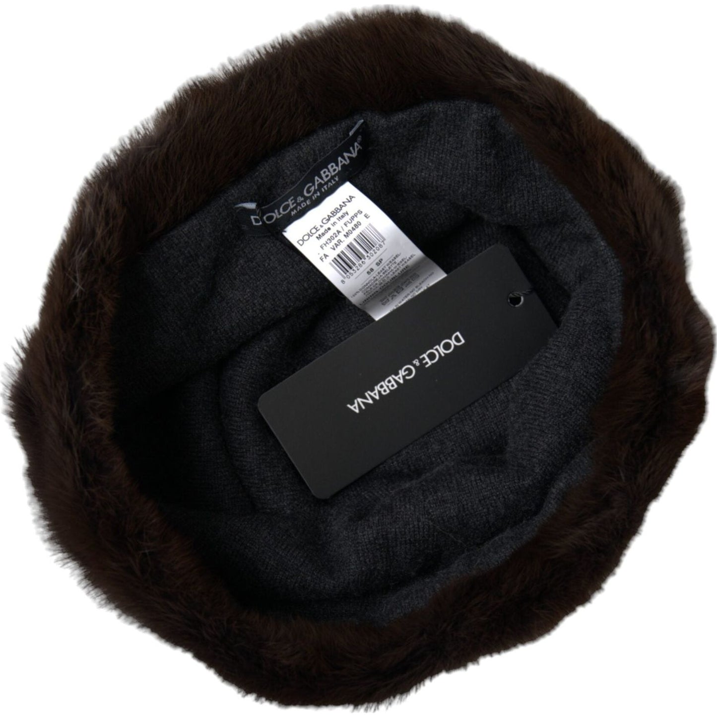 Dolce & Gabbana Brown Weasel Fur Womens Cashmere Hat Beanie Dolce & Gabbana