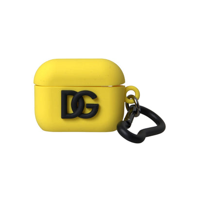 حافظة Airpods من السيليكون باللون الأصفر من Dolce &amp; Gabbana منقوش عليها شعار