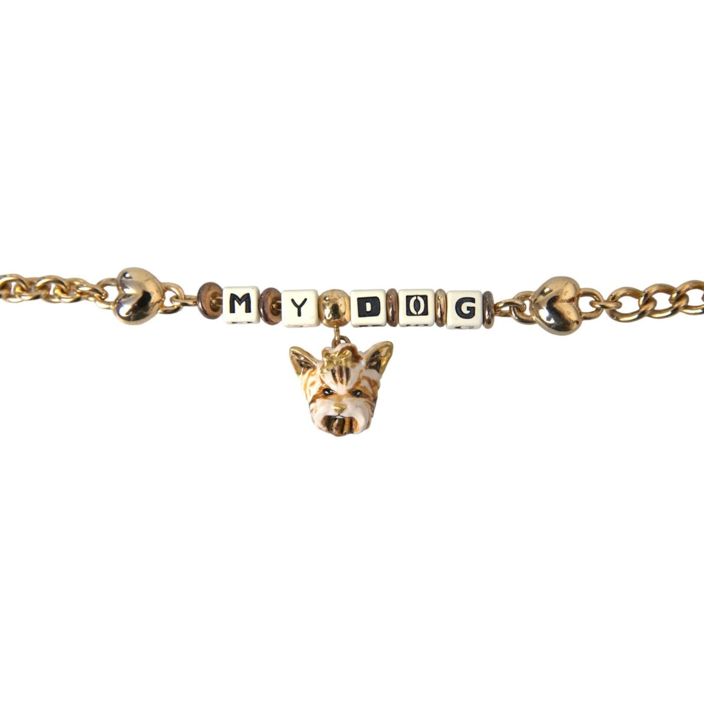 Dolce & Gabbana Gold Tone Brass Chain MY DOG Heart Bracelet Dolce & Gabbana