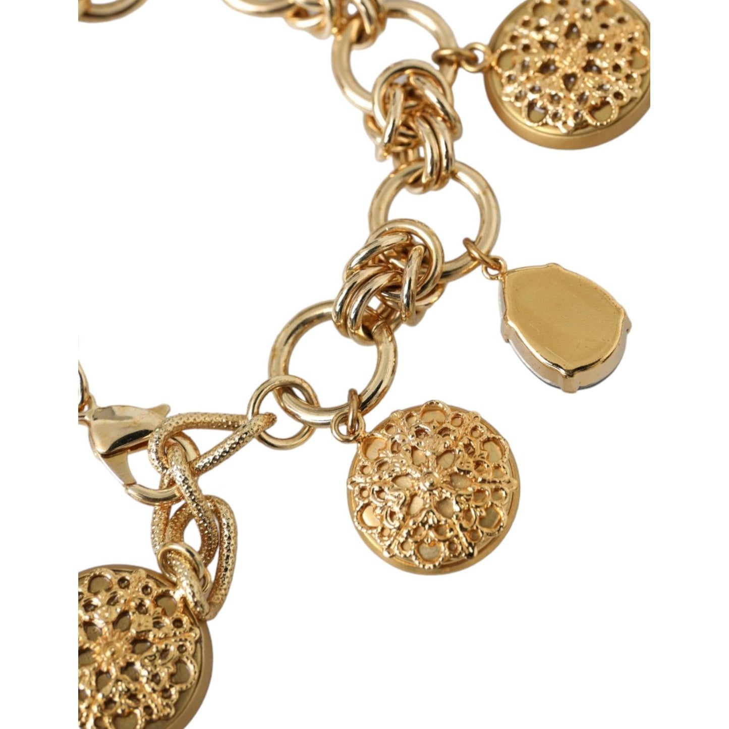 Dolce & Gabbana Gold Tone Brass Chain Crystal Women Bracelet Dolce & Gabbana