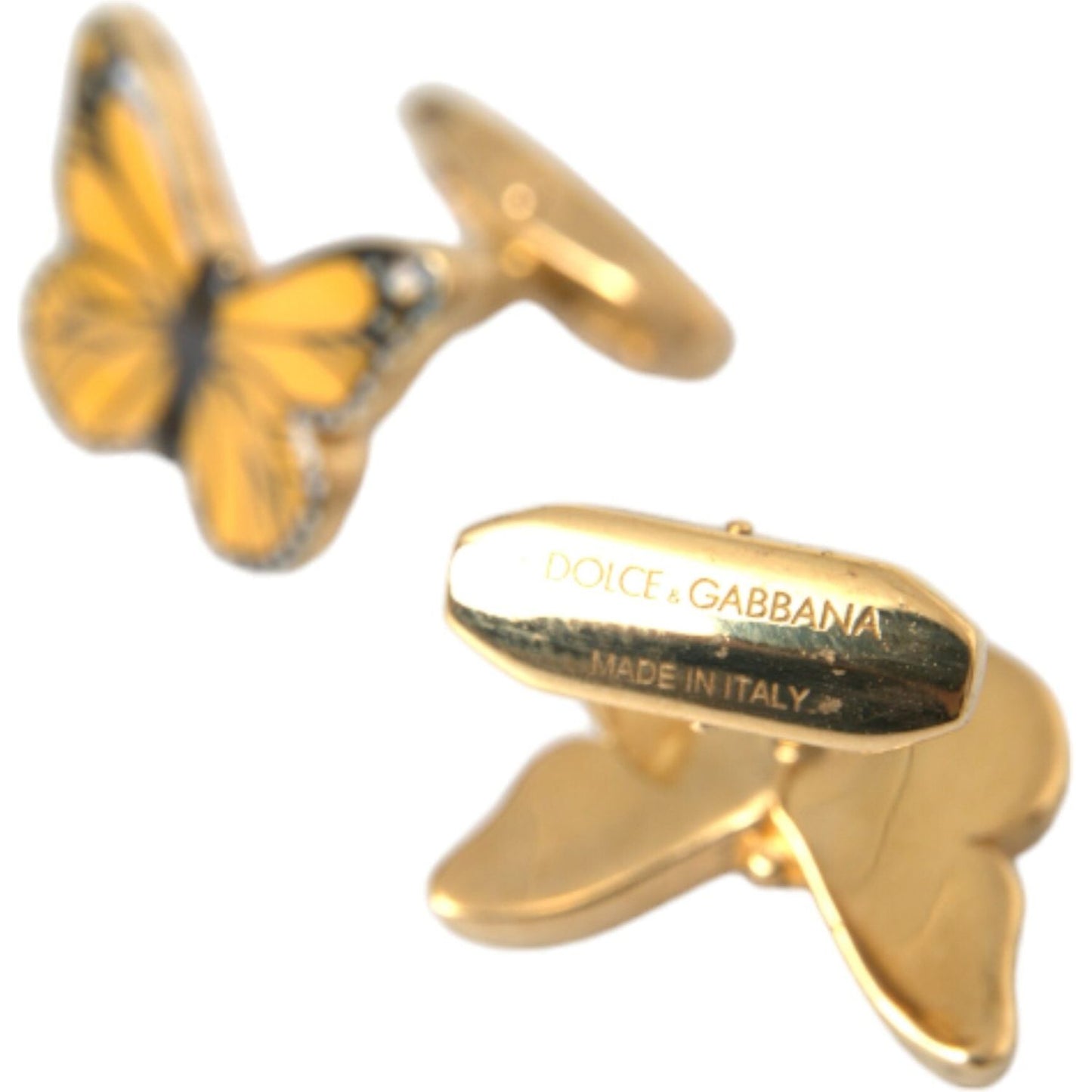 Dolce & Gabbana Gold Tone Brass Butterfly Enamel Men Cufflink Dolce & Gabbana