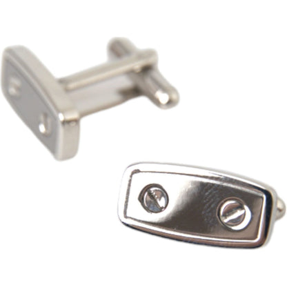 Dolce & Gabbana Silver Plated Metal Brass Pin Men Cufflinks