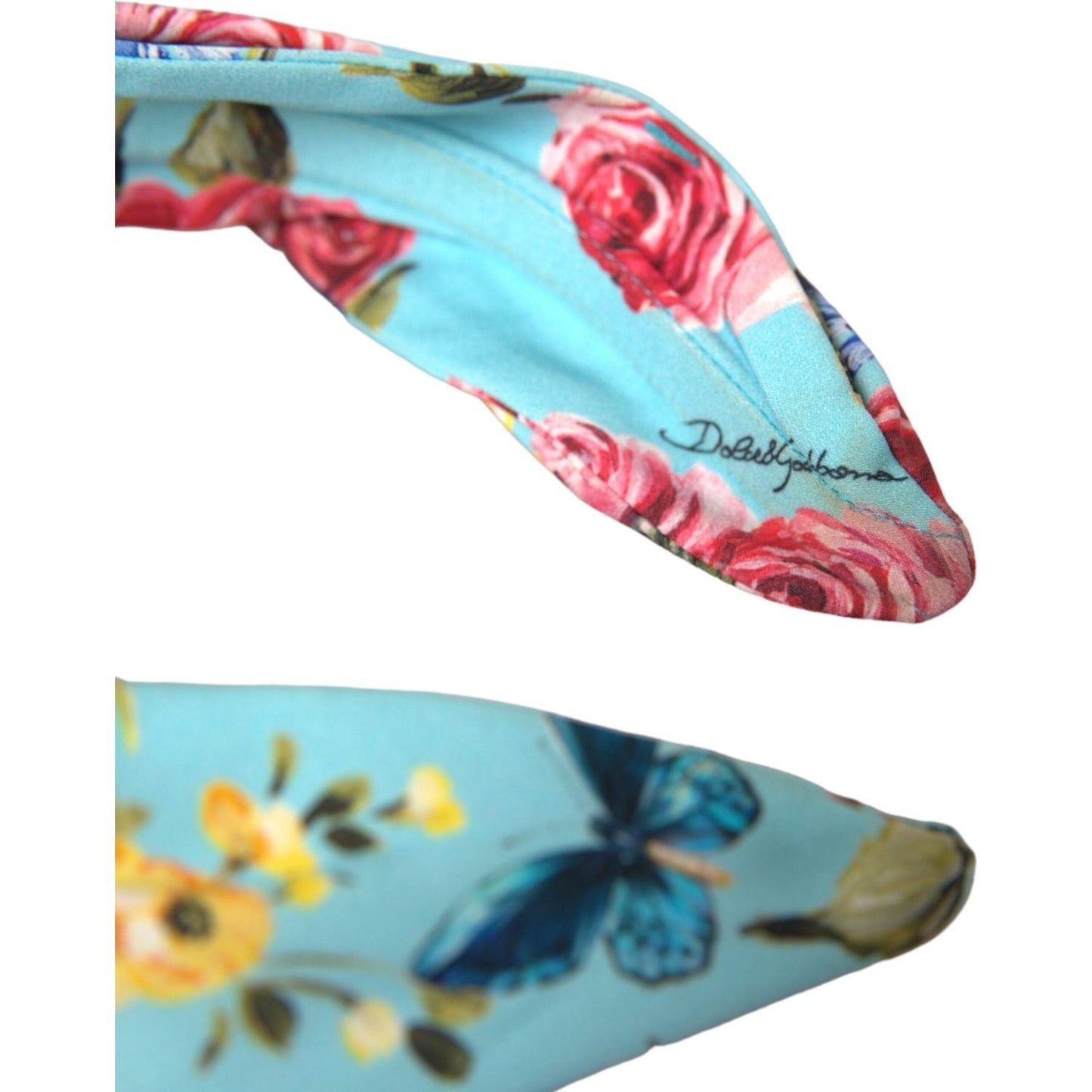 Dolce & Gabbana Turquoise Floral Applique Silk Women Headband Diadem Dolce & Gabbana