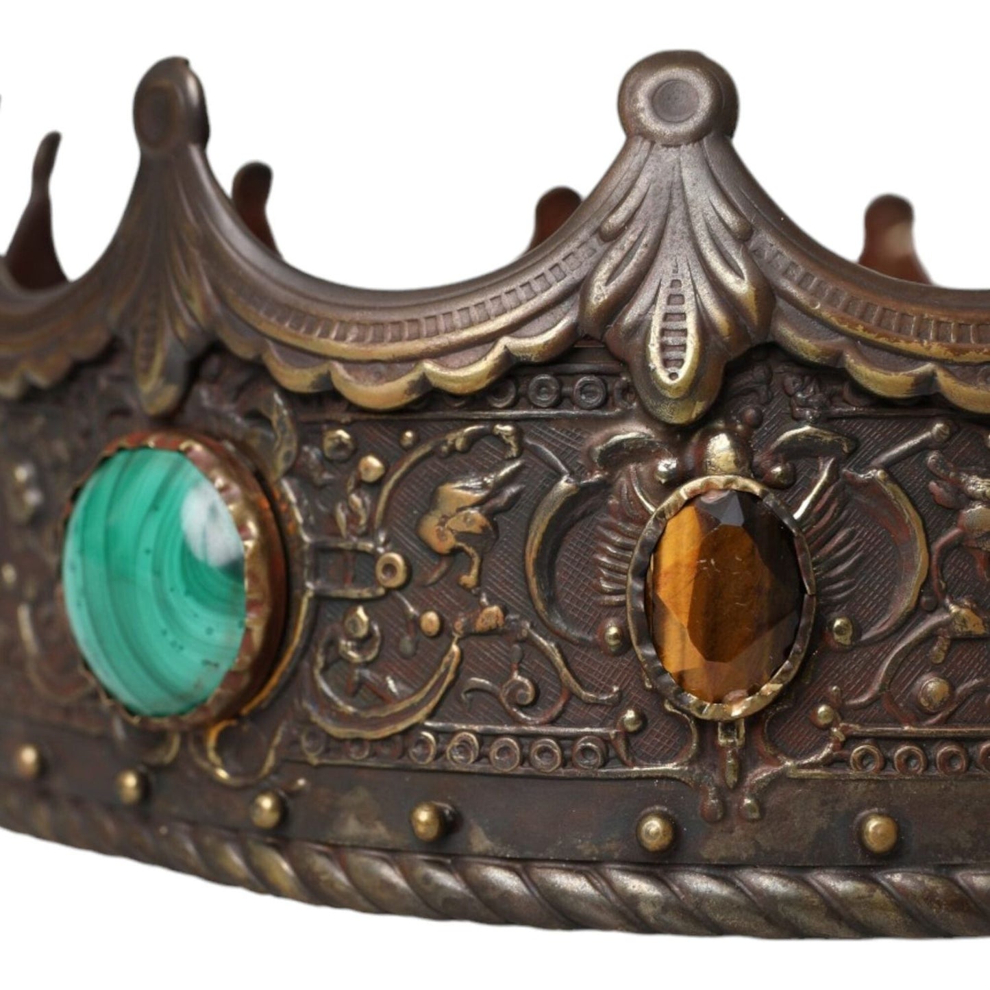 Dolce & Gabbana Bronze Brass Multicolor Crystal Crown Tiara Hat Dolce & Gabbana