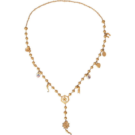 Dolce & Gabbana Gold Tone Chain Brass Beaded Statement Sicily Necklace Dolce & Gabbana