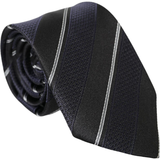 Black White Stripes Silk Adjustable Tie