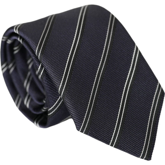 Black White Stripes Silk Adjustable Tie