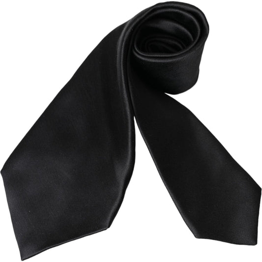 Black Solid Silk Adjustable Tie Men